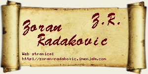 Zoran Radaković vizit kartica